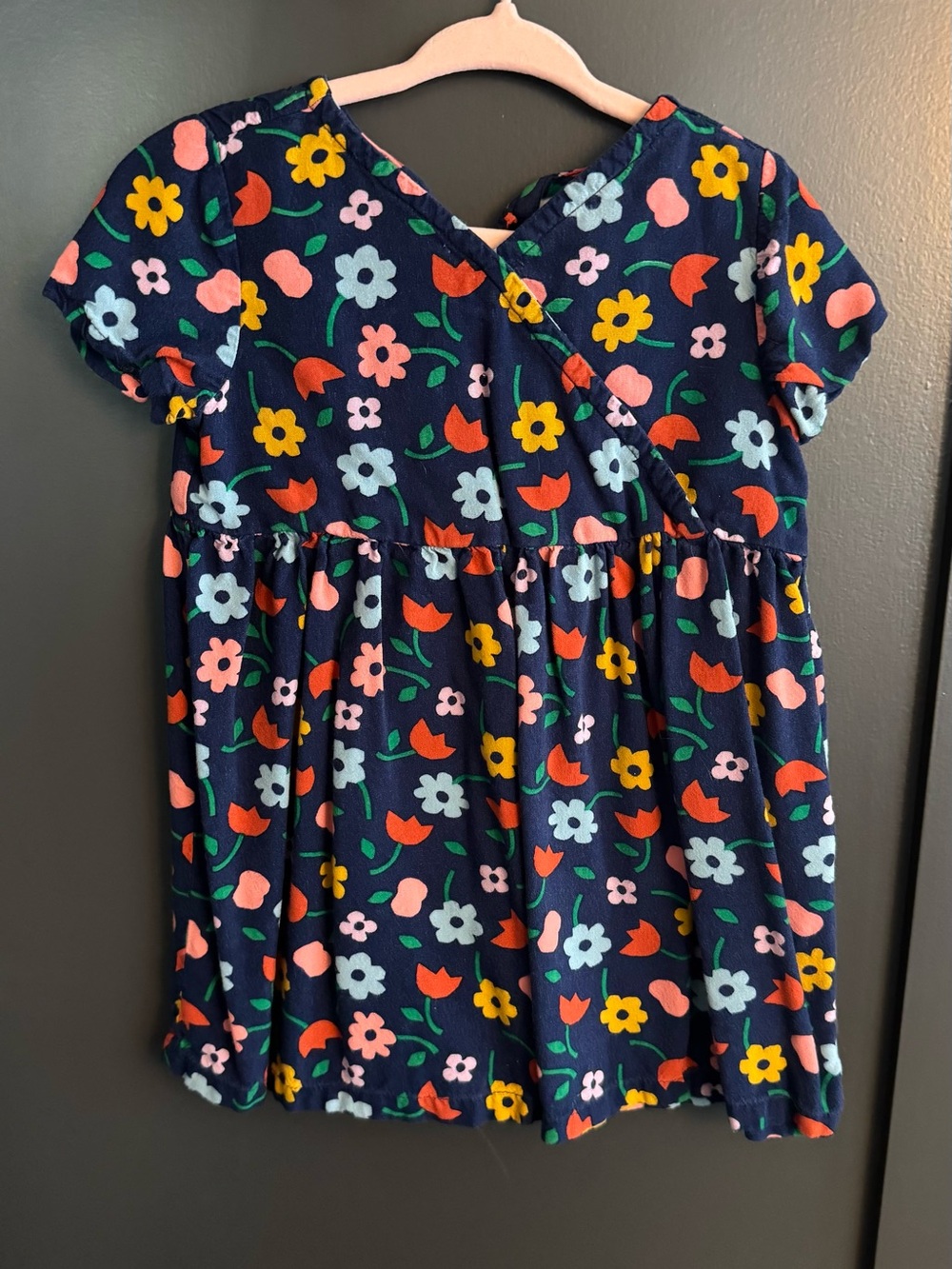 Hanna Andersson Navy Floral Wrap Dress